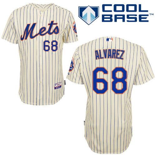 Dario alvarez #68 MLB Jersey-New York Mets Men's Authentic Home White Cool Base Baseball Jersey